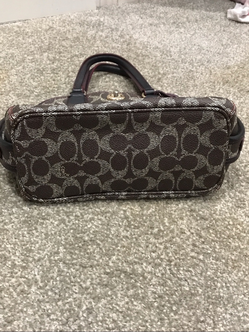 Coach Prince Street Brown Signature Monogram Satchel with Black Trim - Picture 4 of 7
